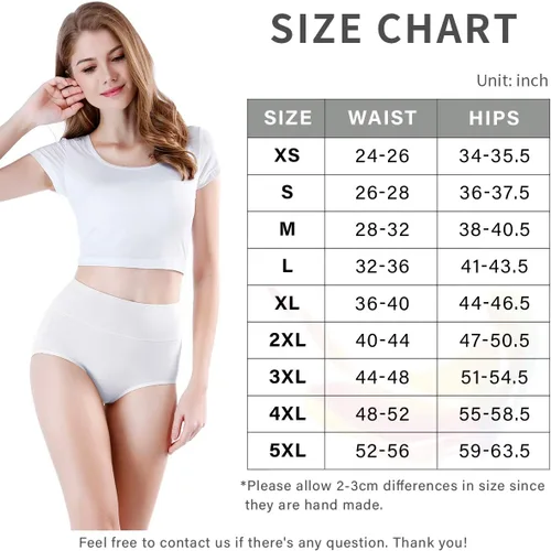 Vista 5 de wirarpa Ropa interior de algodón de cintura alta para mujer, calzones suaves y transpirables para mujer, de cobertura completa, paquete de 5