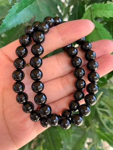 Vista 2 de GAF TREASURES Pulsera de cuentas de cristal, pulsera de piedras preciosas elásticas auténticas, cristales curativos, regalo para hombres y mujeres