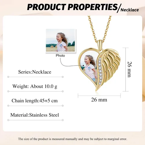 Vista 5 de Collar personalizado con foto para mujer, collar con colgante de imagen grabada de seis caras, regalo de joyería de memoria para madre y padre