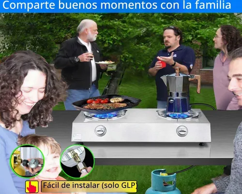 Vista 2 de Horynar Estufa de propano de 2 quemadores, quemador de propano de encendido automático, estufa de gas de 26000 BTU con manguera CSA LPG