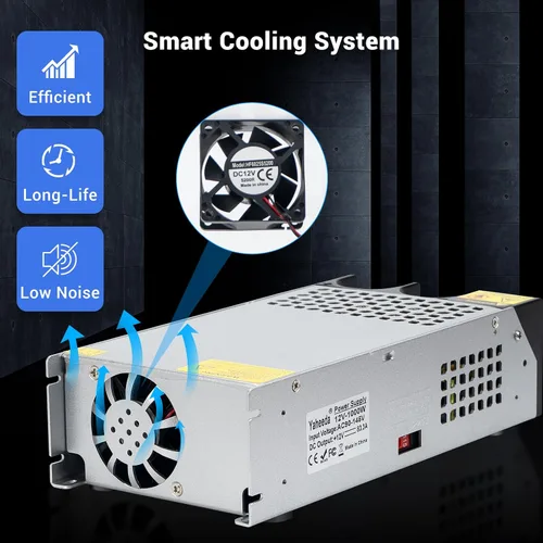 Vista 5 de Convertidor de 1000 W, convertidor de 110 V CA a 12 V CC, fuente de alimentación, transformador de interruptor de corriente máxima de 83 A CC