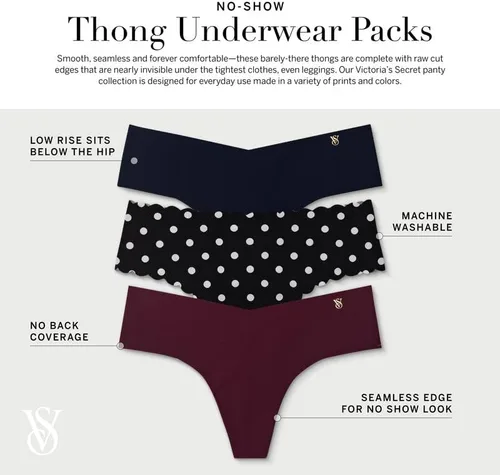 Vista 3 de Victoria's Secret Ropa interior de tanga invisible para mujer, bragas para mujer, paquete múltiple, mezcla múltiple (XL), Mezcla múltiple