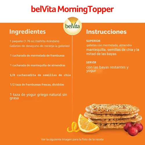 Vista 12 de belVita Galletas de barras de desayuno, naranja arándano, 8 paquetes