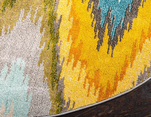 Vista 9 de Unique Loom Estrella Collection - Alfombra moderna, degradada, colorida, abstracta, ondulada, 6 pies 1 pulgada x 6 pies 1 pulgada, multicolor / azul