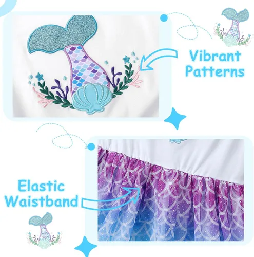 Vista 5 de VASCHY Lindo traje casual de manga larga para niñas de otoño y primavera, talla 3-10T