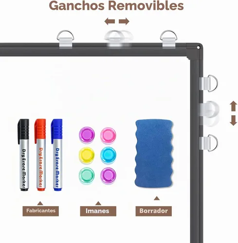 Vista 3 de maxtek - Pizarra blanca combinada y tablero de corcho para anuncios 24 x 18, pizarra blanca magnética, tablero combinado de borrado en seco