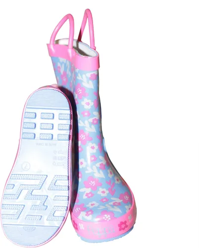 Vista 4 de Peppa Pig Wellies Flower Girl's Easy-On Handles Pink Blue Rain Welly Boots