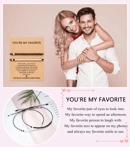 Vista 2 de UNGENT THEM - Pulseras Pinky Promise para parejas o mejores amigos juego de pulseras para relaciones a distancia bisutería de regalo para mujeres