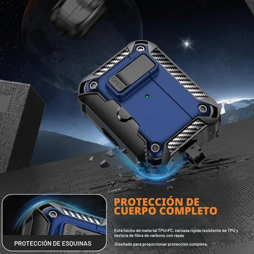Vista 5 de Funda para AirPods Pro de 2 generación con soporte para teléfono, diseño de interruptor automático de protección completa contra caídas con kit