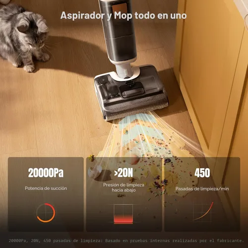 Vista 3 de Roborock F25 GT Set - Aspiradora y trapeador inalámbrico en seco y húmedo, limpiador de suelos de 20000Pa para pisos de baldosas y suelos duros