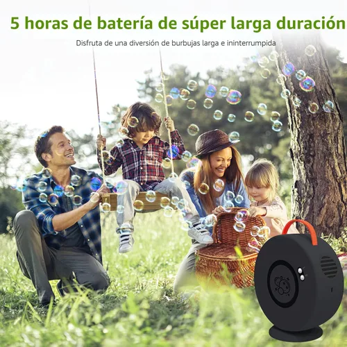 Vista 3 de Bubble Machine for Kids and Toddlers, 360° Bubble Blower for Outdoor Play Negro