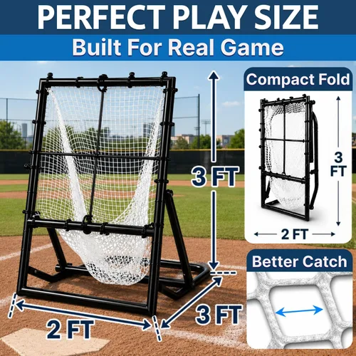 Vista 3 de Baseball & Softball Rebounder Net – Adjustable Pitching Trainer for Accuracy, Throwing, and Fielding – Durable Training Equipment for Youth & Adults