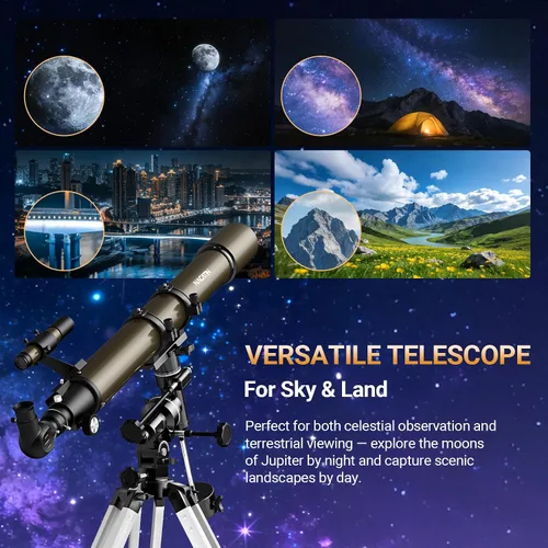 Vista 8 de Telescopio para adultos de alta potencia, apertura de 3.543 in