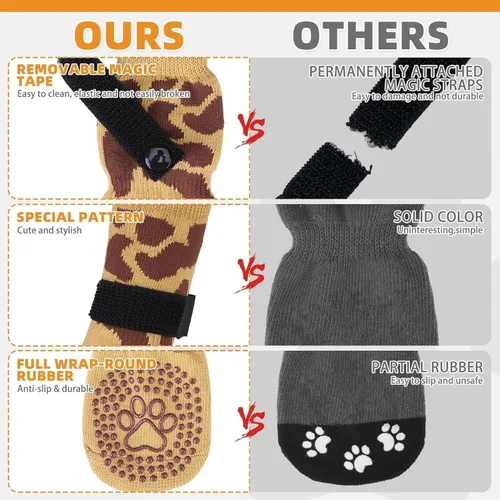 Vista 4 de KOOLTAIL Calcetines antideslizantes para perros para pavimento caliente/frío para evitar lamer patas, botas de perro y protector de patas