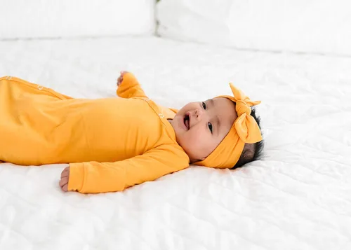 Vista 6 de Copper Pearl Vestido de bebé anudado - Pijamas de recién nacidos anudados para bebé niño y niña, vestidos de bebé de manga larga suaves y elásticos