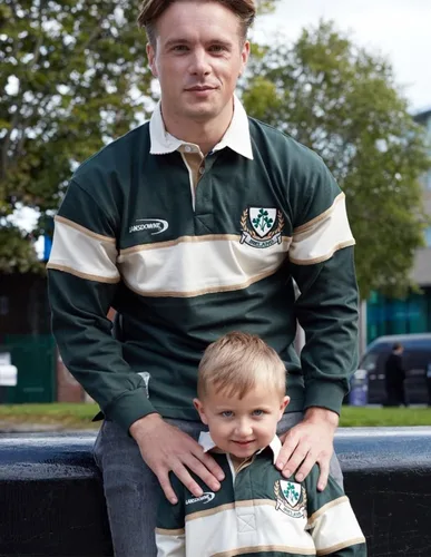Vista 2 de Lansdowne Irlanda BottleNatural 3 Shamrock Rugby de manga larga para hombre
