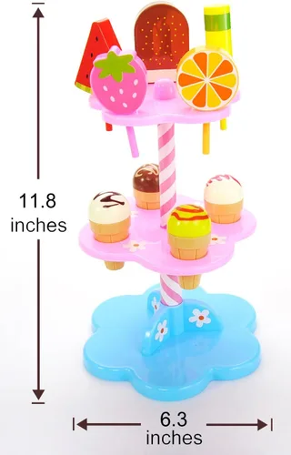 Vista 6 de PowerTRC Juego de 22 piezas de torres de helados y postres Perfecto para aventuras de juegos de niños con paletas y delicias de helado