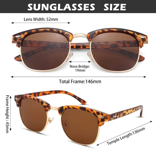 Vista 7 de Pro Acme Gafas de sol polarizadas clásicas sin montura con remaches metálicos