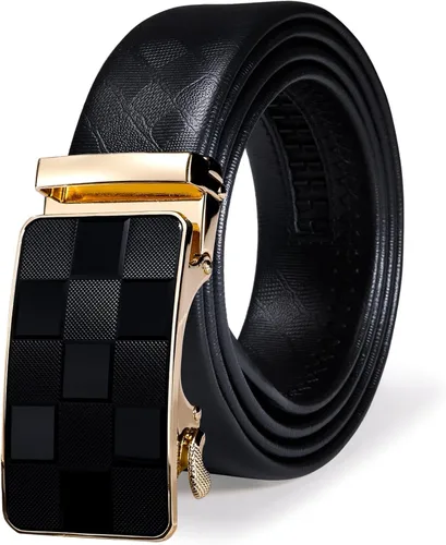 Vista 26 de Barry.Wang Cinturón de trinquete de cuero para hombre 1 3/8" hebilla A Oro Verde