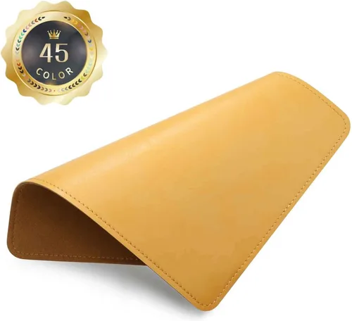 Vista 45 de Alfombrilla para mouse, alfombrilla de mouse de poliuretano, alfombrilla de mouse de cuero con borde cosido base de microfibra con antideslizante