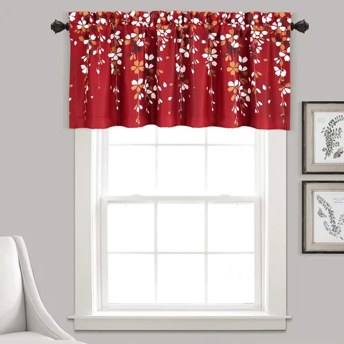 Vista 20 de Lush Decor Cenefa para ventana con flores que lloran, filtro de luz, azul y gris