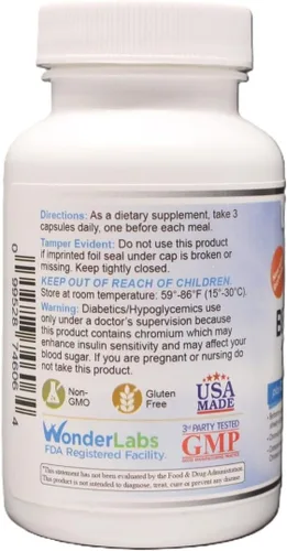 Vista 3 de Wonder Laboratories Berberina HCL 1,500 mg + mantenimiento de canela, cromo y bioperina para glucosa, corazón y salud del sistema inmunológico Sin