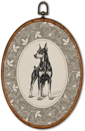 Vista 36 de KSDUT Arte de pared ovalado de perro pastor australiano floral retro de 8.6
