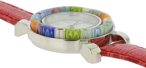 Vista 6 de Glass Of Venice Serena Murano Millefiori Reloj con Correa de Cuero - Rojo, Rojo