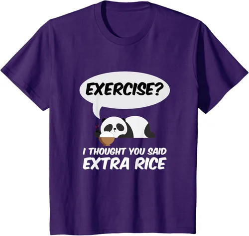 Vista 67 de ¿Ejercicio? I Thought You Said Extra Rice Panda Gift T-Shirt, Negro, S