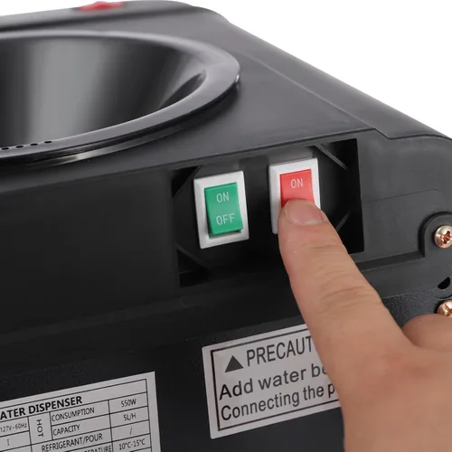 Vista 7 de Dispensador de agua de carga superior para botellas de 5 galones, 3 temperaturas (agua fría/caliente/ambiente) enfriador de agua con bloqueo