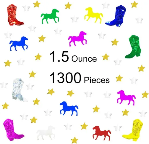 Vista 4 de Confeti Western Confetti West Cowboy Patrick Horse Boot Table Confetti Party Favor 1.5 onzas