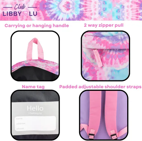 Vista 4 de CLUB LIBBY LU Mochila para niñas, 16 pulgadas, Multi, Tinte anudado pastel