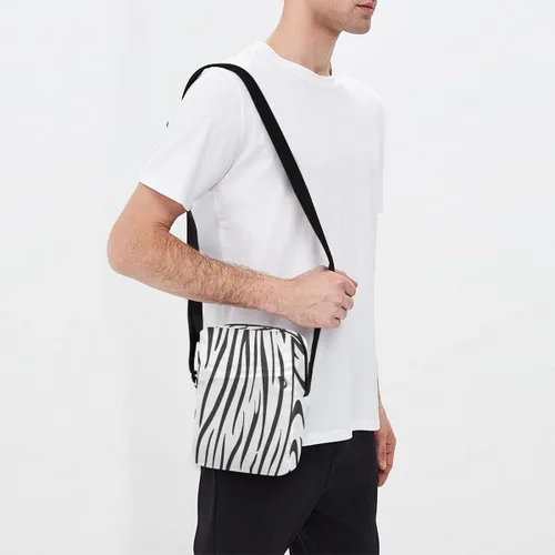 Vista 7 de Messenger Bag Crossbody Shoulder Bag Canvas Shoulder Bag Black and White Stripes for Men Women Outdoor Travel Business
