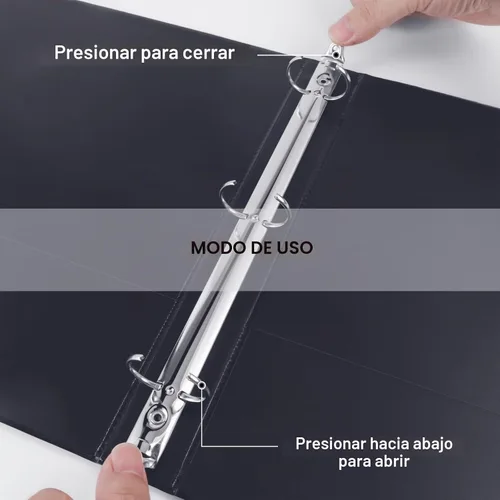 Vista 6 de Carpeta de 3 anillos de 2.5 cm, ViVin - Carpeta de anillos redondos de 1 pulgada resistente con 2 bolsillos interiores, cubierta de vista Negro