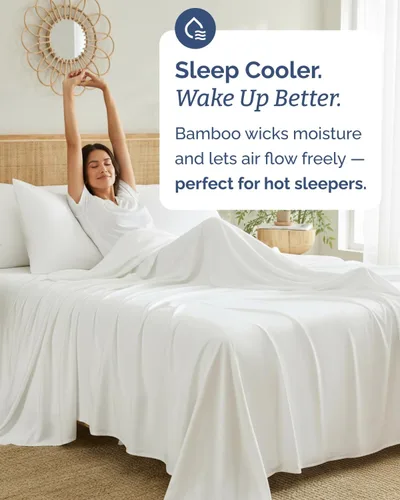 Vista 2 de Sábanas de bambú 100% rayón derivado de bambú, tamaño individual, sábanas refrescantes para individuales. Ropa de cama ultra suave, transpirable