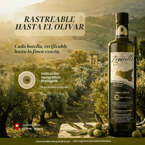 Vista 6 de Zagarello Aceite de oliva italiano 100% trazable extra virgen, 8.45 onzas líquidas sin filtrar, puro, certificado IGP