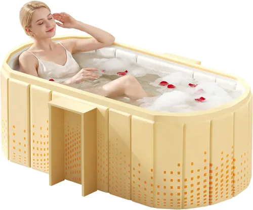 Vista 15 de Bañera Plegable Portátil, Bañera Independiente Sin Instalación, Bañera de SPA para Baño de Remojo, Cabina de Ducha Plegable Baño Caliente y Frío