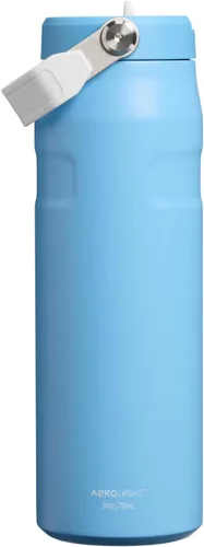 Vista 3 de STANLEY IceFlow - Botella con popote 2.0, 24 onzas, color azul claro y Equipo Azul Claro Blanco