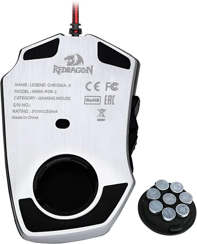 Vista 8 de Redragon M990 MMO - Mouse para videojuegos, 32000 DPI de alta precisión con cable RGB con 23 botones programables, 16 teclas macro laterales