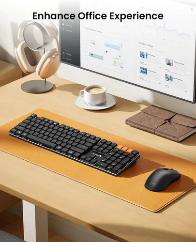 Vista 9 de ProtoArc KM310 Teclado mecánico y ratón, teclado inalámbrico recargable de aluminio, 2.4G+Bluetooth dual, interruptores rojos lineales Negro
