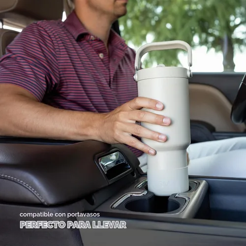 Vista 3 de Simple Modern Trek Pivot Vaso con pajita abatible de 30 oz con asa Botella de agua y protector Tapas intercambiables de pajita y para beber