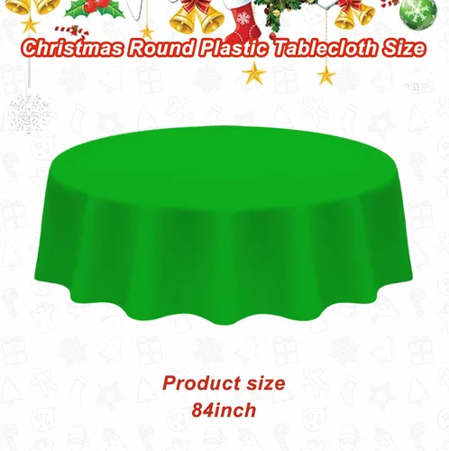 Vista 2 de 12 manteles redondos de plástico desechables para Navidad, suministros para fiestas de Año Nuevo, fundas de mesa redondas impermeables para Navidad