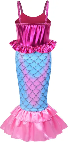 Vista 3 de Uhdear Disfraz de sirena para niñas vestido de princesa con accesorios