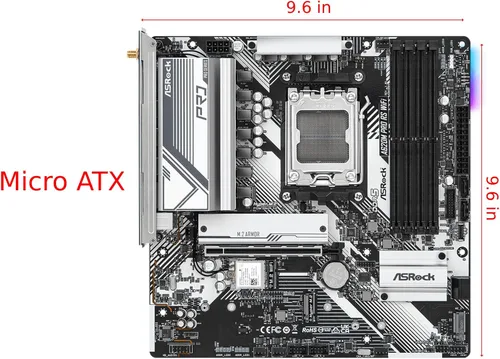 Vista 3 de ASRock A620M PRO RS WiFi soporta procesadores AMD Socket AM5 Ryzen 7000 Series