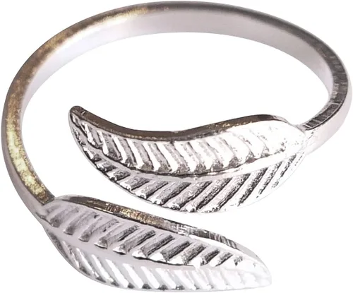Vista 8 de Handmade Silver Leaf Wrap Adjustable Toe Ring, 925 Sterling Silver, Classic Floral Open Toe, Pinky or Knuckle Rings for Women, foot bare jewelry