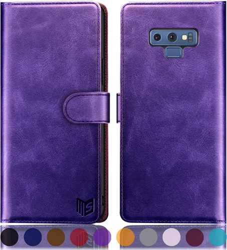 Vista 10 de SUANPOT Funda de piel tipo cartera para Samsung Galaxy Note 9 de 6.4 pulgadas con bloqueo RFID, soporte para tarjetas de crédito, funda con tapa
