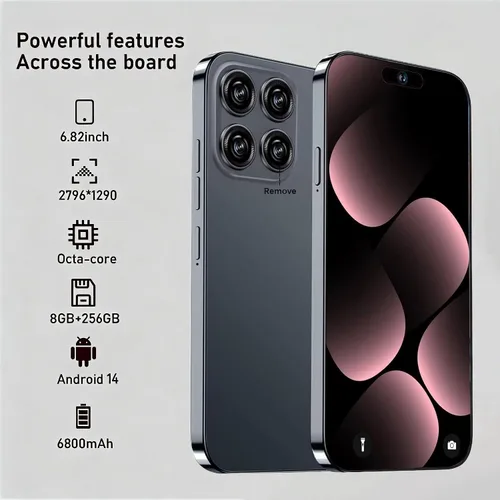 Vista 2 de A15 Pro Max Teléfono Desbloqueado, 8+256GB, Teléfono celular de 6.8 pulgadas HD, 6800mAh, Android 14, Smartphone con cámara de 48MP+108MP, Teléfono