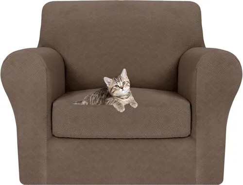 Vista 87 de MAXIJIN 2 piezas de fundas para silla con brazos, funda para silla de sofá para sala de estar, funda elástica para perros para una silla con 1 cojín
