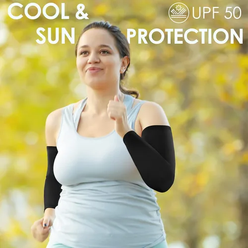 Vista 6 de 4 pares de mangas de compresión de gran tamaño para mujer, con protección solar UV, de seda helada, de gran tamaño, para mujer