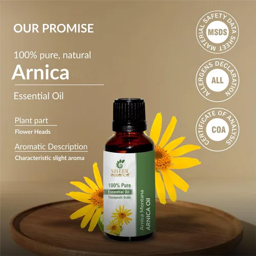 Vista 3 de Esencial de flor de árnica (Arnica Montana) obtenido de la destilación Extracto de flor de árnica 100% puro y natural, grado terapéutico para uso